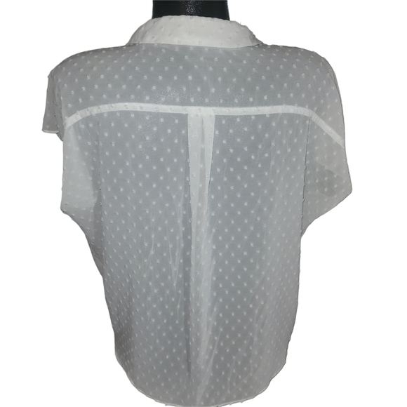 International Concepts White Textured Short Sleeve Wrap Front Blouse 10P - Picture 5 of 6